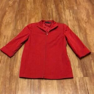 Linda Allard Ellen Tracy Red Zip-Up Jacket Size 6